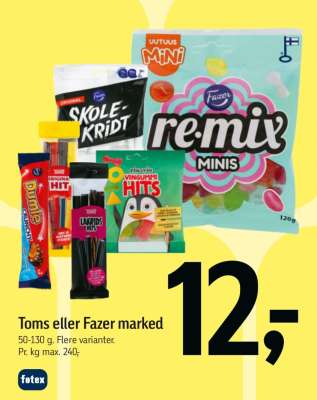 Toms eller Fazer marked