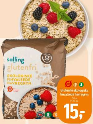 Glutenfri økologiske finvalsede havregryn