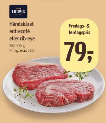 Håndskåret entrecote eller rib eye