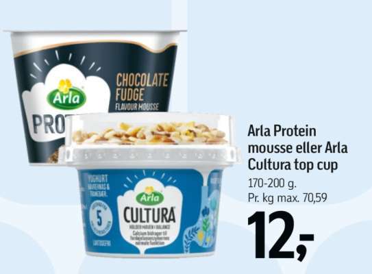 Arla Protein mousse eller Arla Cultura top cup