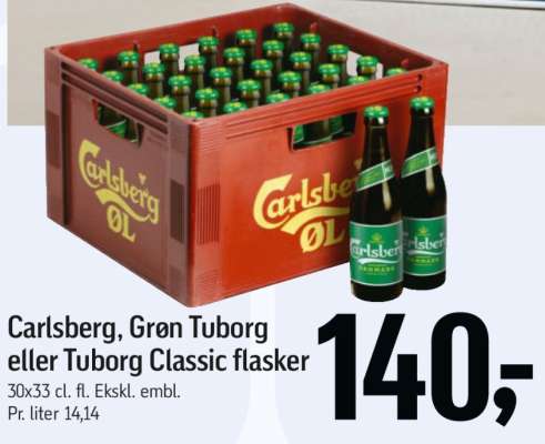 Carlsberg, Grøn Tuborg eller Tuborg Classic flasker