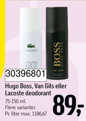 Hugo Boss, Van Gils eller Lacoste deodorant