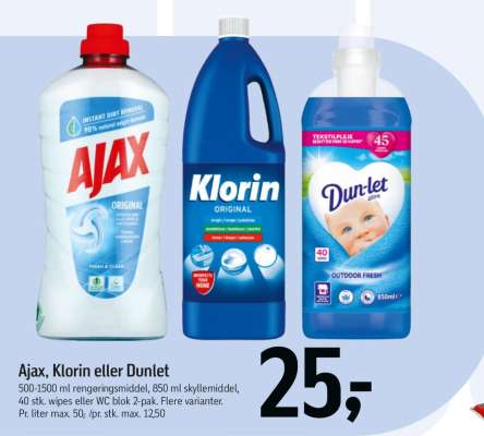 Ajax, Klorin eller Dunlet