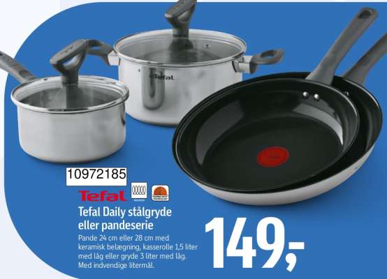 Tefal Daily stålgryde eller pandeserie