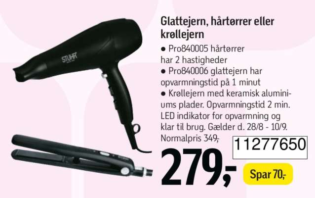 Glattejern, hårtørrer eller krøllejern
