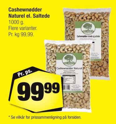 Cashewnødder Naturel el. Saltede