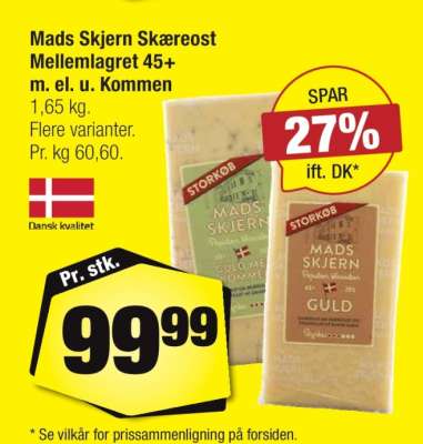 Mads Skjern Skæreost Mellemlagret 45+ m. el. u. Kommen