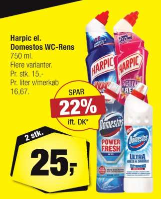 Harpic el. Domestos WC-Rens