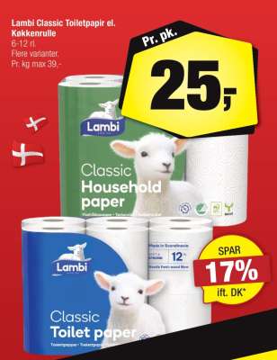 Lambi Classic Toiletpapir el. Køkkenrulle