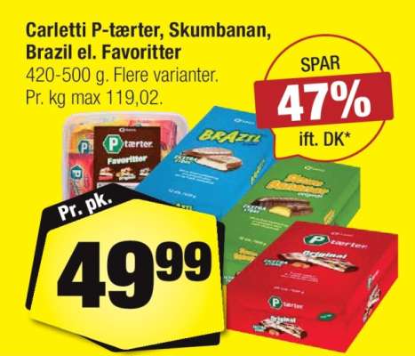 Carletti P-tærter, Skumbanan, Brazil el. Favoritter