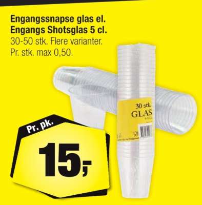 Engangssnapse glas el. Engangs Shotsglas 5 cl