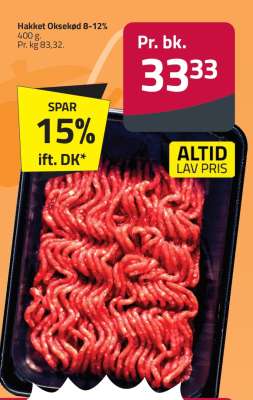 Hakket oksekød 8-12%