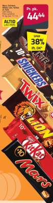 Mars, Snickers, KitKat, Lion, Twix