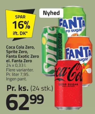 Coca Cola Zero, Sprite Zero, Fanta Exotic Zero el. Fanta Zero