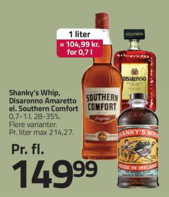 Shanky's Whip, Disaronno Amaretto el. Southern Comfort