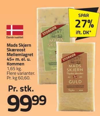 Mads Skjern Skæreost Mellemlagret 45+ m. el. u. Kommen