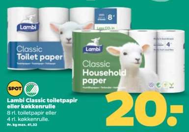 Lambi Classic toiletpapir eller køkkenrulle