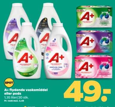 A+ flydende vaskemiddel eller pods