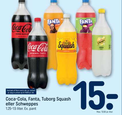 Coca-Cola, Fanta, Tuborg Squash eller Schweppes