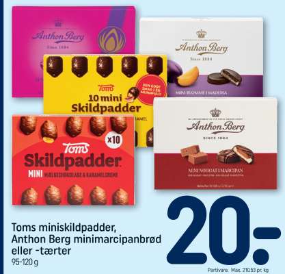 Toms miniskildpadder, Anthon Berg minimarcipanbrød eller -tærter
