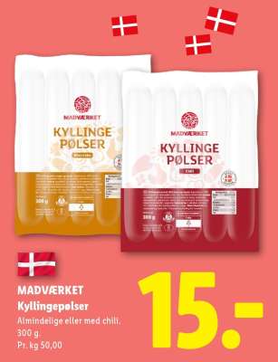 MADVÆRKET Kyllingepølser