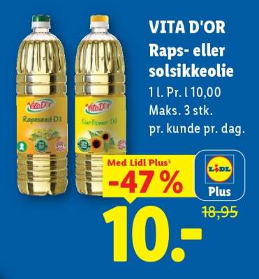 VITA D'OR Raps- eller solsikkeolie