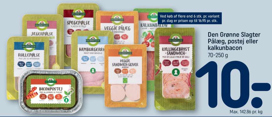 Den Grønne Slagter Pålæg, postej eller kalkunbacon