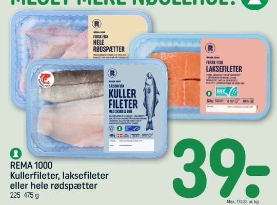 REMA 1000 Kullerfileter, laksefileter eller hele rødspætter