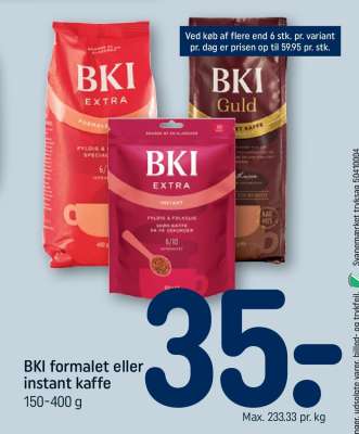 BKI formalet eller instant kaffe