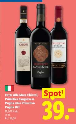 Corte Alle Mura Chianti, Primitivo Sangiovese Puglia eller Primitivo Puglia IGT