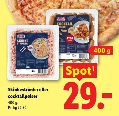Skinkestrimler eller cocktailpølser