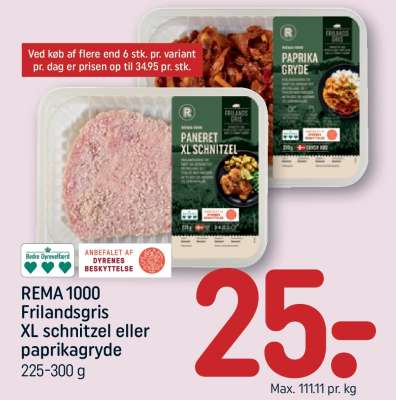 REMA 1000 Frilandsgris XL schnitzel eller paprikagryde