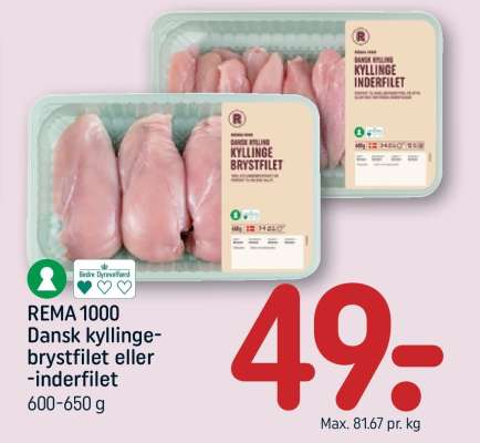 REMA 1000 Dansk kyllingebrystfilet eller -inderfilet