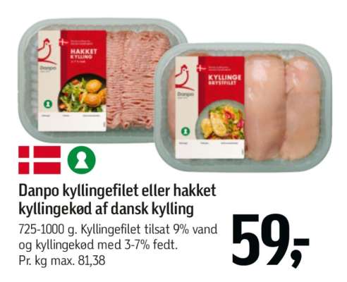 Danpo kyllingefilet eller hakket kyllingekød af dansk kylling