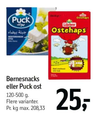 Børnesnacks eller Puck ost