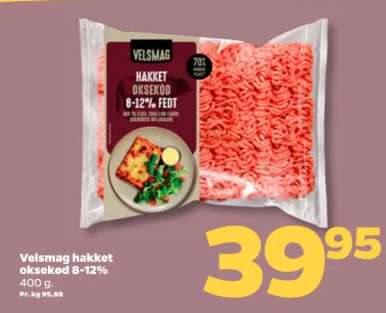 Velsmag hakket oksekød 8-12%