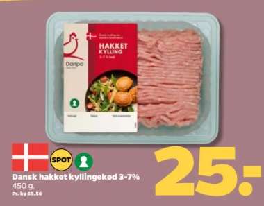 Dansk hakket kyllingekød 3-7%