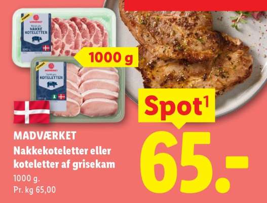 MADVÆRKET Nakkekoteletter eller koteletter af grisekam