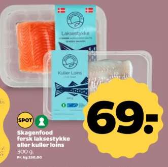Skagenfood fersk laksestykke eller kuller loins