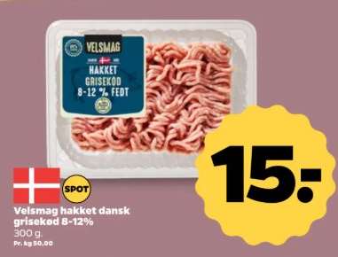 Velsmag hakket dansk grisekød 8-12%