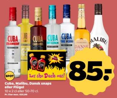 Cuba, Malibu, Dansk snaps eller Flügel