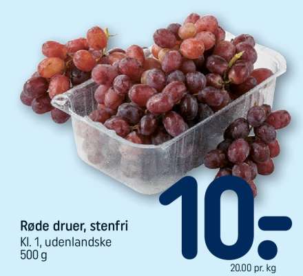Røde druer, stenfri