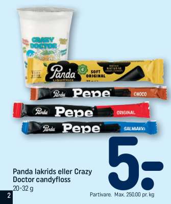 Panda lakrids eller Crazy Doctor candyfloss