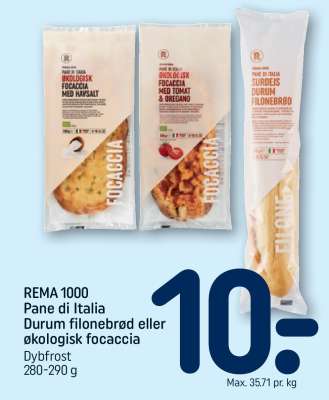 Pane di Italia Durum filonebrød eller økologisk focaccia