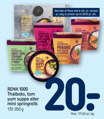 REMA 1000 Thaiboks, tom yum suppe eller mini springrolls