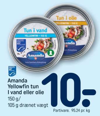 Amanda Yellowfin tun i vand eller olie