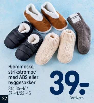 Hjemmesko, strikstrømpe med ABS eller hyggesokker