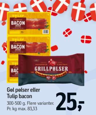 Gøl pølser eller Tulip bacon