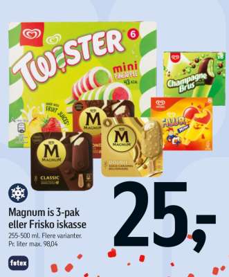 Magnum is 3-pak eller Frisko iskasse