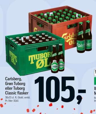 Carlsberg, Grøn Tuborg eller Tuborg Classic flasker